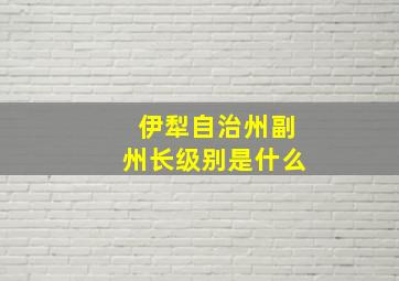 伊犁自治州副州长级别是什么