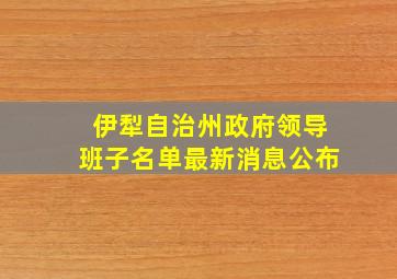 伊犁自治州政府领导班子名单最新消息公布