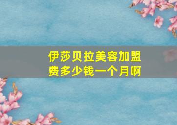 伊莎贝拉美容加盟费多少钱一个月啊