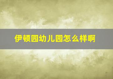 伊顿园幼儿园怎么样啊