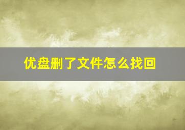 优盘删了文件怎么找回