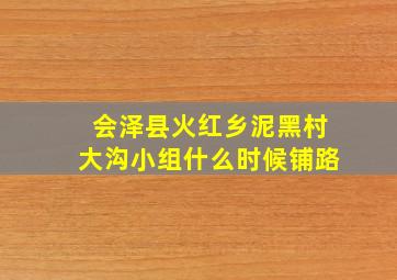 会泽县火红乡泥黑村大沟小组什么时候铺路