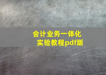 会计业务一体化实验教程pdf版