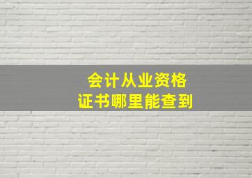 会计从业资格证书哪里能查到