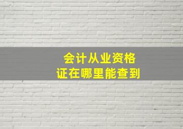 会计从业资格证在哪里能查到