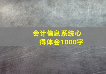 会计信息系统心得体会1000字