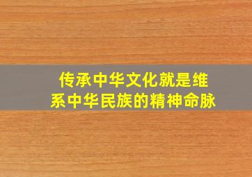 传承中华文化就是维系中华民族的精神命脉