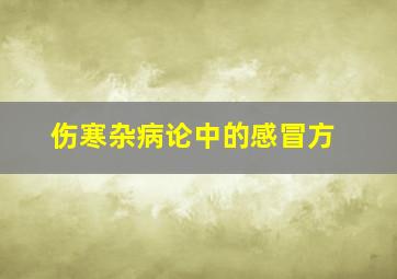 伤寒杂病论中的感冒方