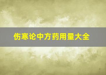 伤寒论中方药用量大全