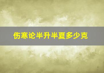 伤寒论半升半夏多少克