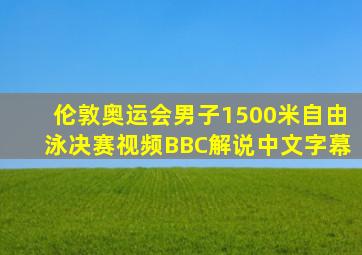 伦敦奥运会男子1500米自由泳决赛视频BBC解说中文字幕