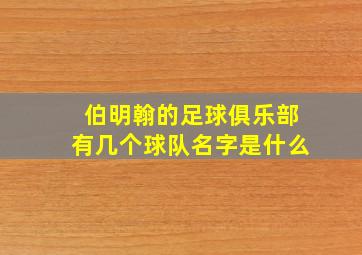 伯明翰的足球俱乐部有几个球队名字是什么