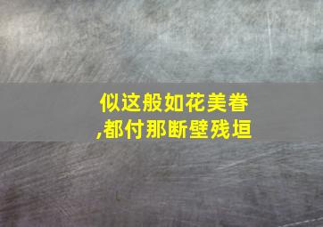 似这般如花美眷,都付那断壁残垣