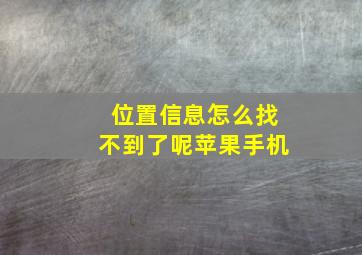 位置信息怎么找不到了呢苹果手机