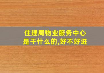 住建局物业服务中心是干什么的,好不好进