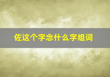 佐这个字念什么字组词