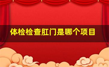 体检检查肛门是哪个项目