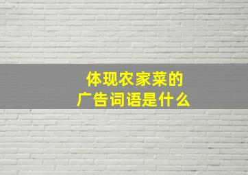 体现农家菜的广告词语是什么