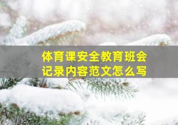 体育课安全教育班会记录内容范文怎么写