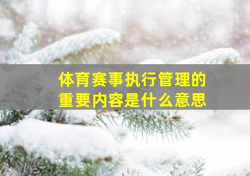 体育赛事执行管理的重要内容是什么意思