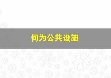 何为公共设施