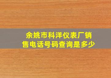 余姚市科洋仪表厂销售电话号码查询是多少