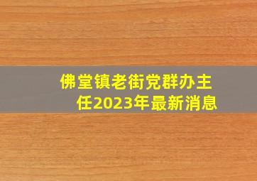 佛堂镇老街党群办主任2023年最新消息