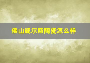 佛山威尔斯陶瓷怎么样