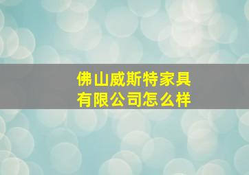 佛山威斯特家具有限公司怎么样