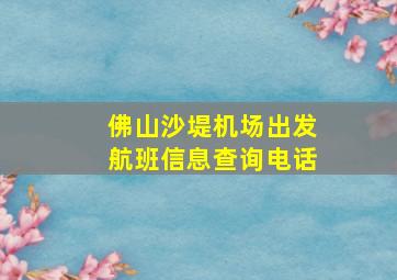 佛山沙堤机场出发航班信息查询电话