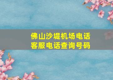 佛山沙堤机场电话客服电话查询号码