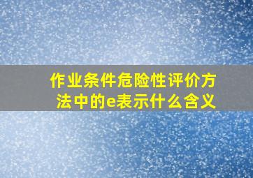 作业条件危险性评价方法中的e表示什么含义