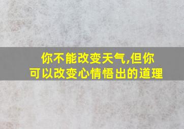 你不能改变天气,但你可以改变心情悟出的道理