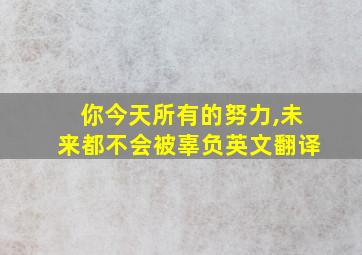 你今天所有的努力,未来都不会被辜负英文翻译