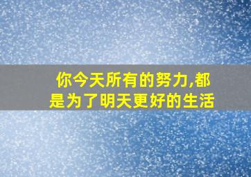 你今天所有的努力,都是为了明天更好的生活