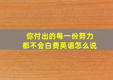 你付出的每一份努力都不会白费英语怎么说