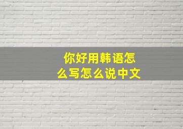 你好用韩语怎么写怎么说中文