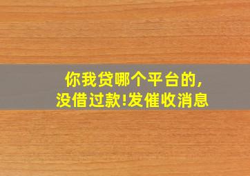 你我贷哪个平台的,没借过款!发催收消息