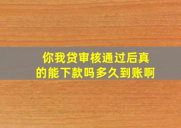 你我贷审核通过后真的能下款吗多久到账啊