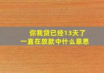 你我贷已经13天了一直在放款中什么意思