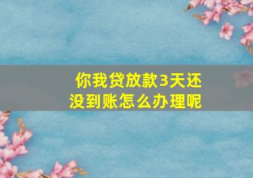 你我贷放款3天还没到账怎么办理呢