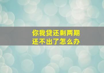 你我贷还剩两期还不出了怎么办