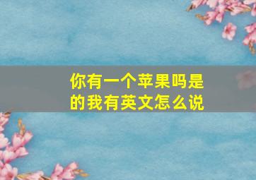 你有一个苹果吗是的我有英文怎么说