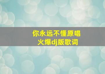 你永远不懂原唱火爆dj版歌词