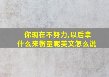 你现在不努力,以后拿什么来衡量呢英文怎么说