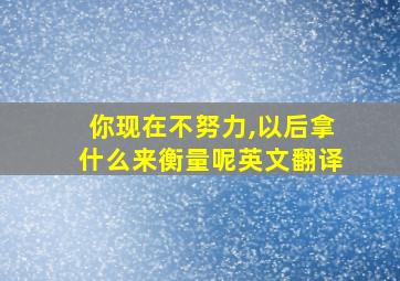 你现在不努力,以后拿什么来衡量呢英文翻译