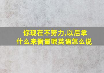 你现在不努力,以后拿什么来衡量呢英语怎么说