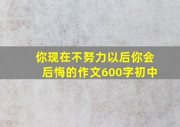 你现在不努力以后你会后悔的作文600字初中