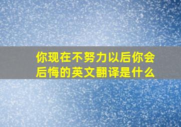 你现在不努力以后你会后悔的英文翻译是什么