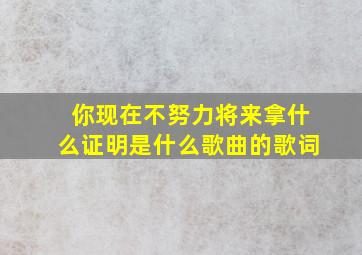 你现在不努力将来拿什么证明是什么歌曲的歌词